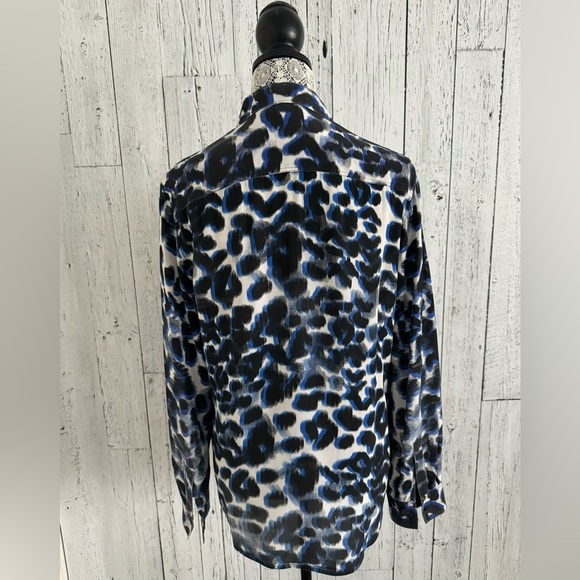 Sandro 100% Silk Button Down, Sz 2, Leopard Print - Picture 2 of 12